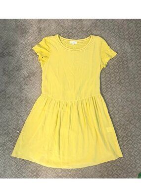 EUC A Loves A Anthropologie Silk Yellow T-Shirt Dress, Size XS